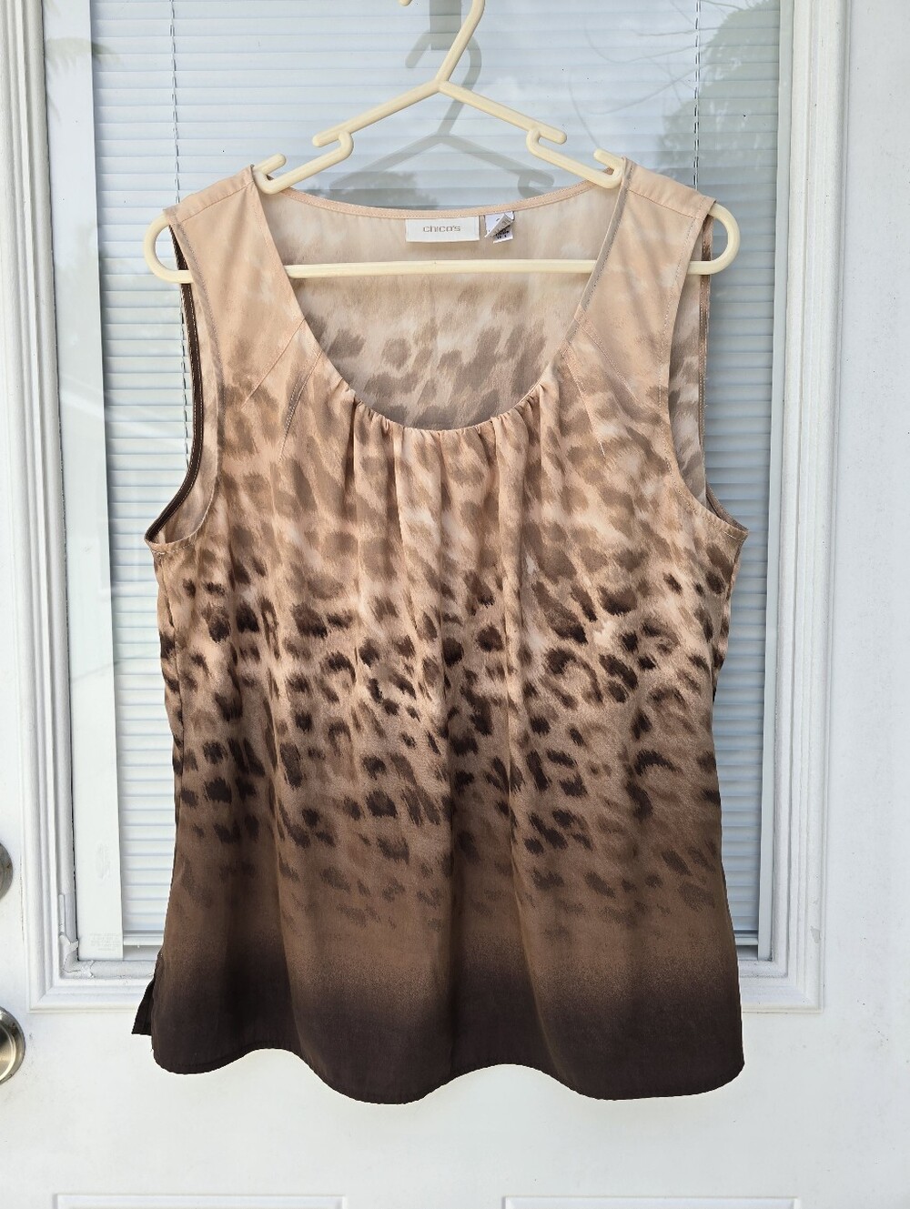 Chico's Taupe and Brown Leopard-Print Sleeveless Tank
